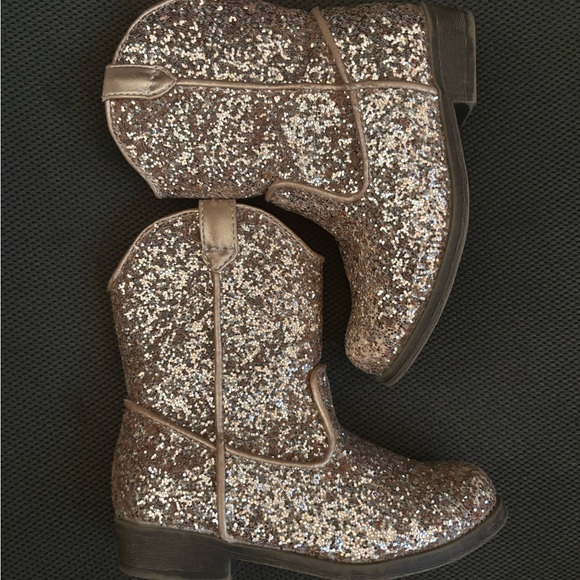Kelly & Katie Glitter Kids Boots - Gold and Tan - Picture 5 of 5